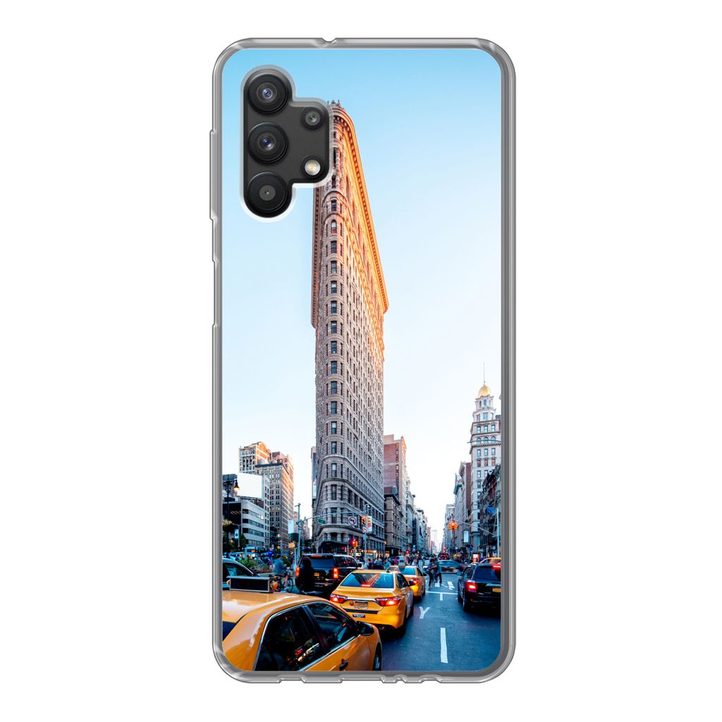 MuchoWow Handyhülle Schutzhülle Hülle für Samsung Galaxy A32 5G Starker Verkehr rund um das Flatiron Building Silikon Softcase Handy Hülle -...
