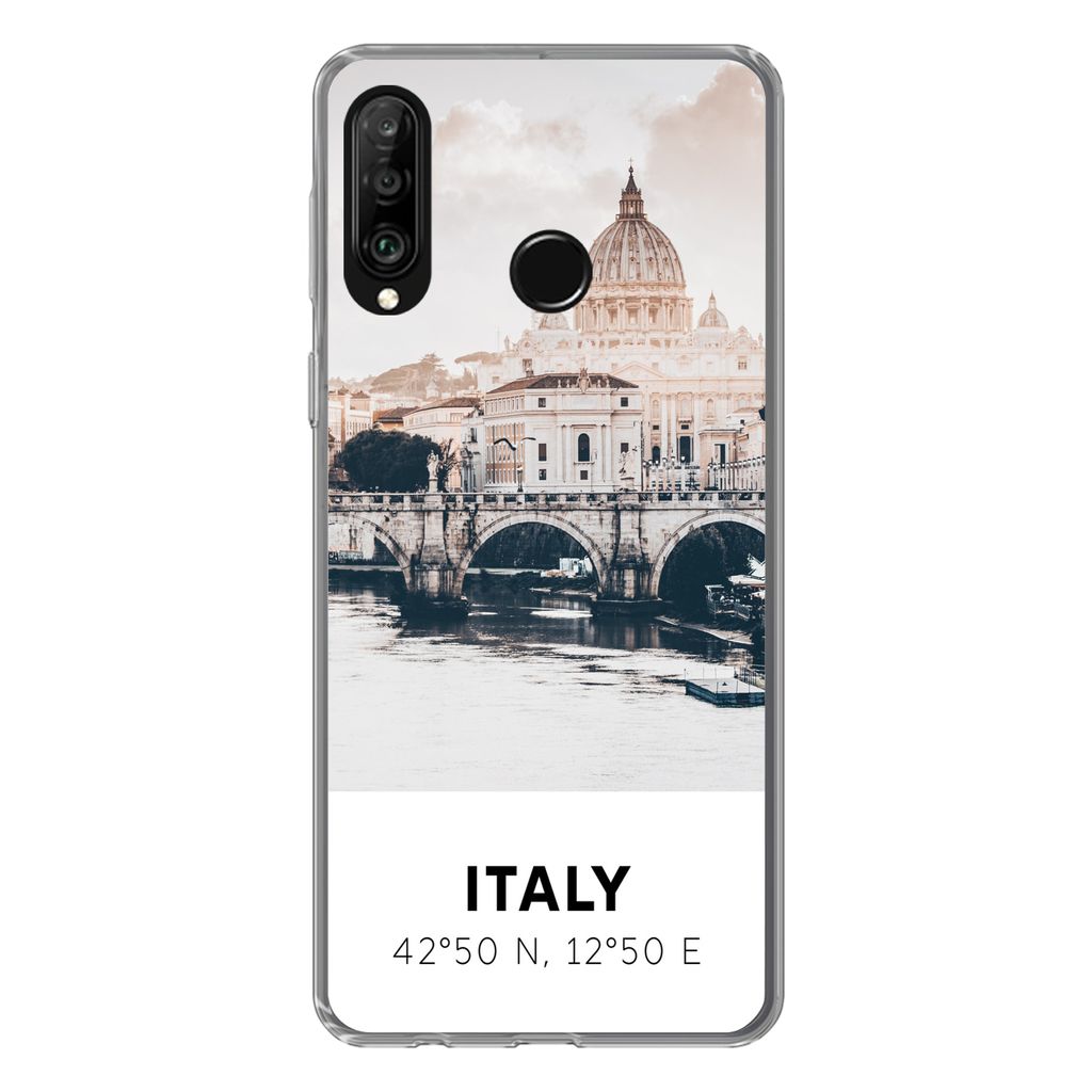 MuchoWow Handyhülle Schutzhülle Hülle für Huawei P30 Lite Italien - Brücke - Fluss Silikon Softcase Handy Hülle - Handyhülle