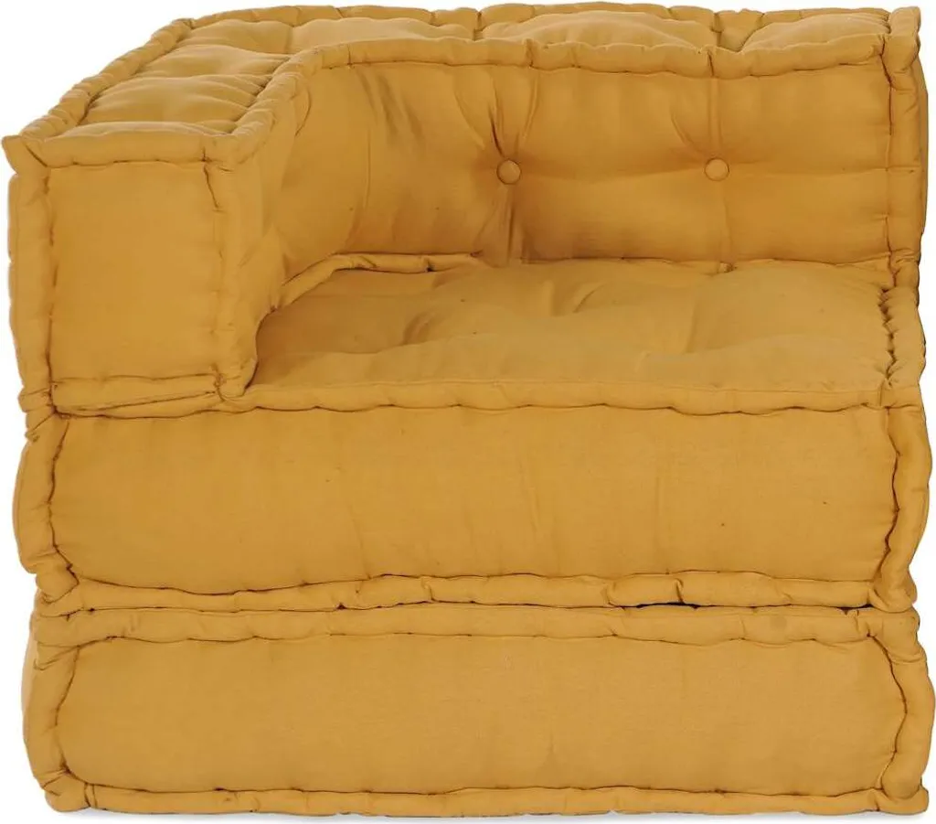 Chauffeuse de Canapé Modulable Jaune en Tissu Doux pour Salon Moderne - 3