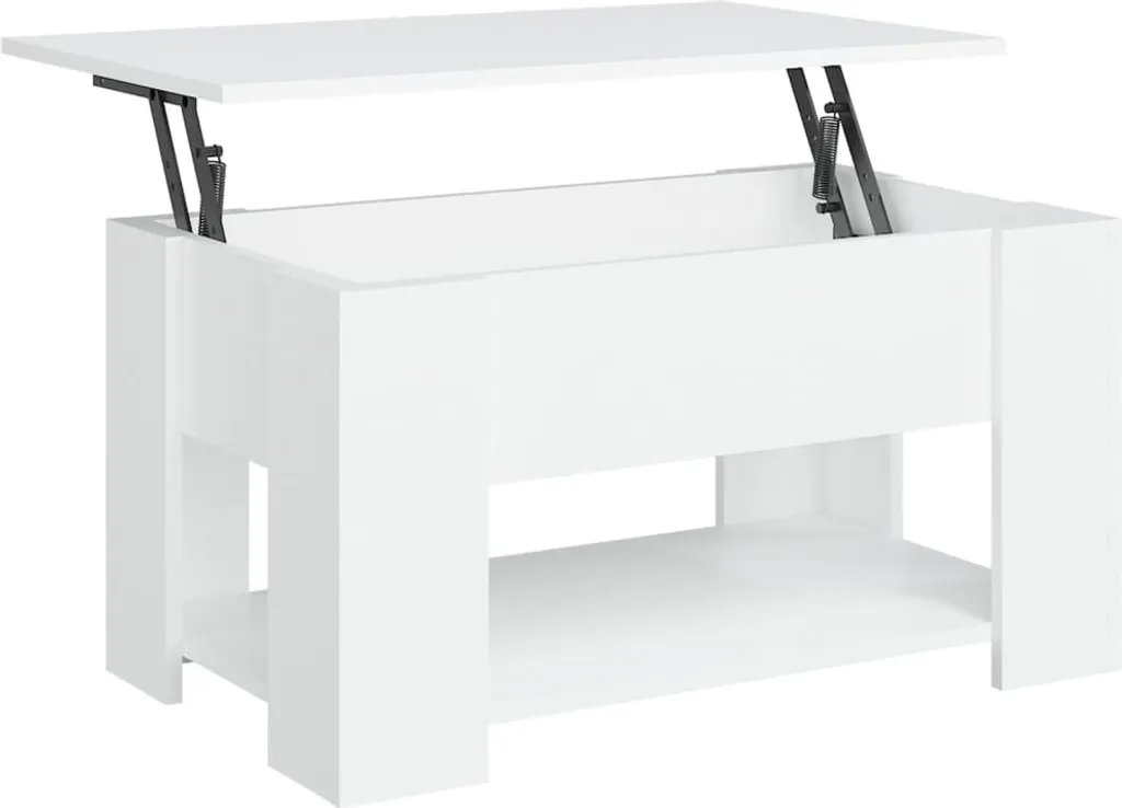 Table basse de salon rectangulaire blanche 79 cm en bois composite chic - 10
