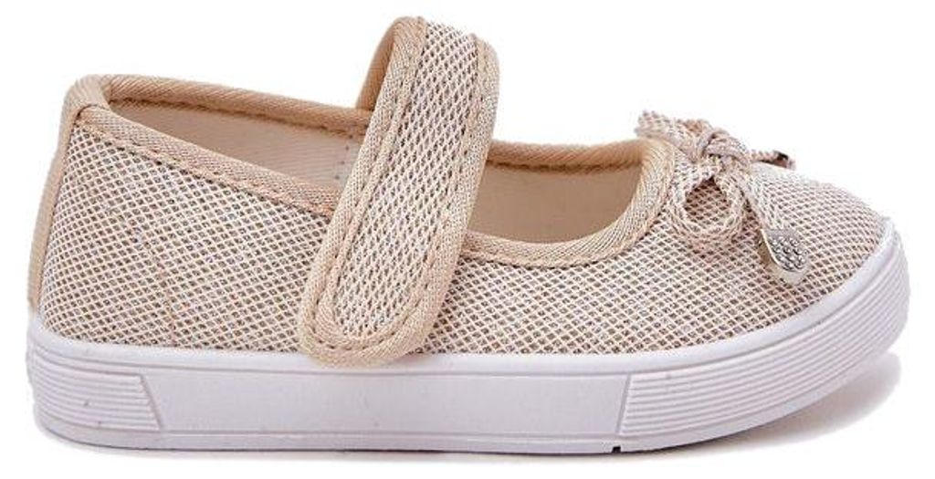Mädchen Ballerinen Klettverschluss Schuhe für den Kindergarten Tulle Gold Gr.25