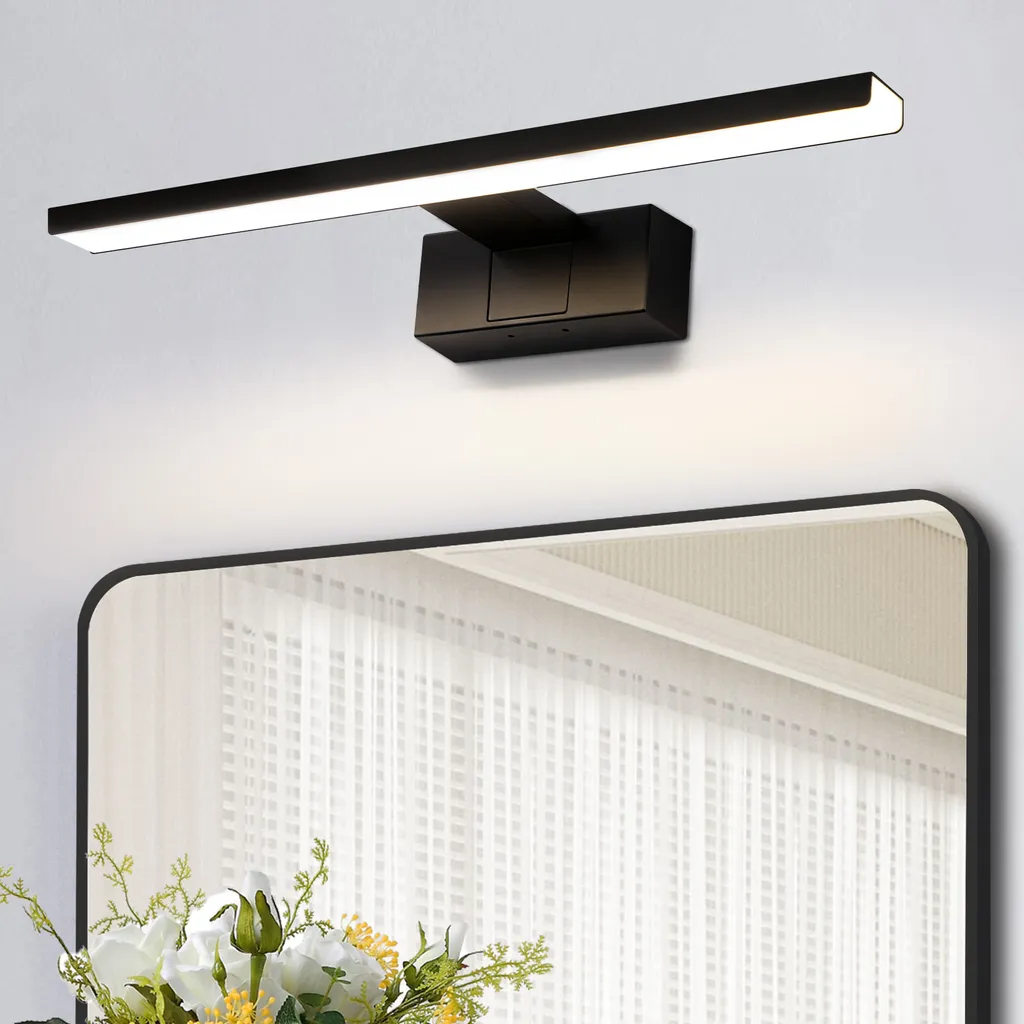 Lampada Specchio LED ZMH 30CM Nera IP44 Luce Neutra 4000K