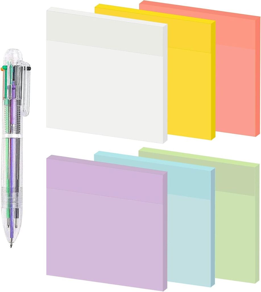 Selbstklebende Notizzettel 300 Blätter 76 x 76 mm transparent | Supereffizient für Büro und Schule | Wasserfest | Markiere Bürodokumente oder B...