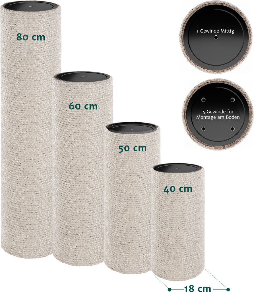HAPPYPET Sisalstamm für Kratzbaum Ø 18 cm - 40/50/60/80 cm, Produktbild 4