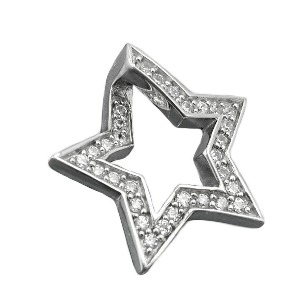 Anhänger 20mm Stern mit Zirkonias rhodiniert Silber 925 silber 20x20mm