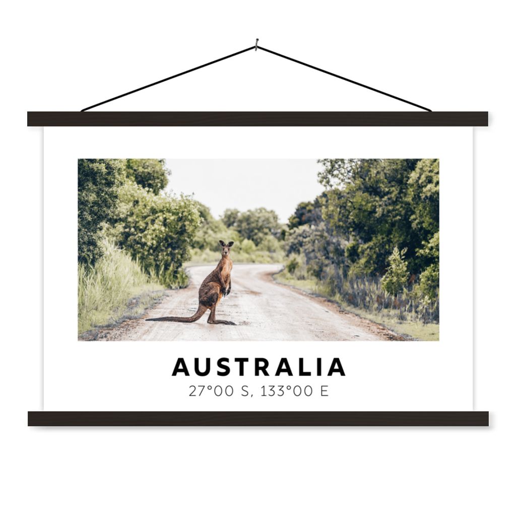 MuchoWow Textilposter Känguru - Australien - Tiere 90x60 cm mit schwarzem Rahmen - Aufhängungssatz