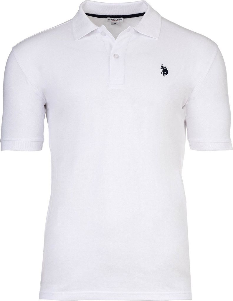 U.S. POLO ASSN. Herren Poloshirt - Piquet, Logo-Stickerei, Baumwolle Stretch Weiß S