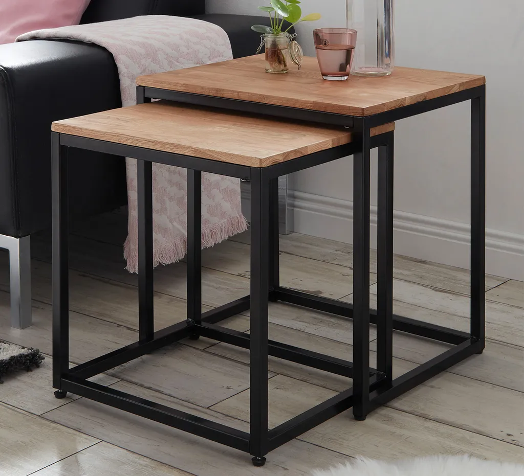 Bout de canapé Samuele en bois massif pour salon moderne 50 cm