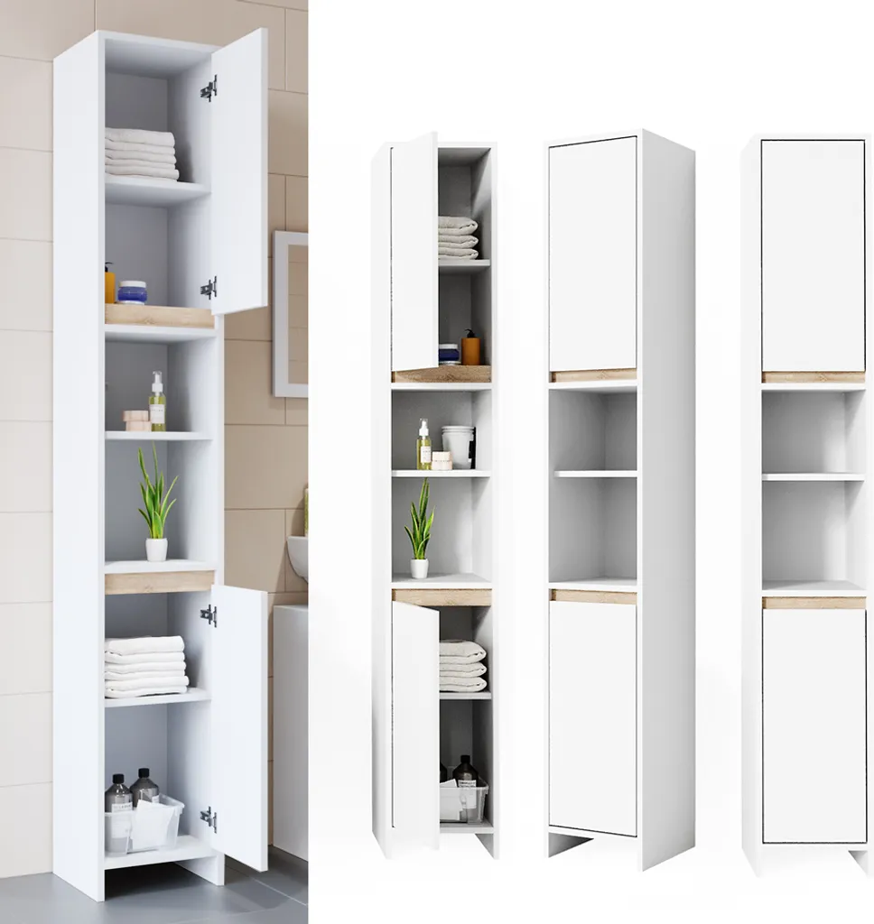 Vicco Mobile bagno alto Emma, 30 x 190 cm, Bianco/Sonoma - 8