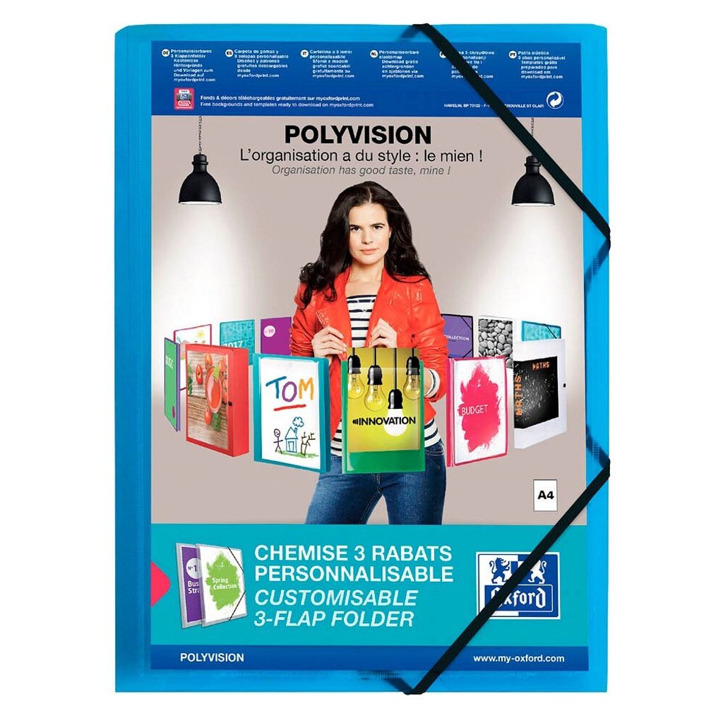 Oxford Eckspannermappe POLYVISION DIN A4 Sichttasche blau transparent