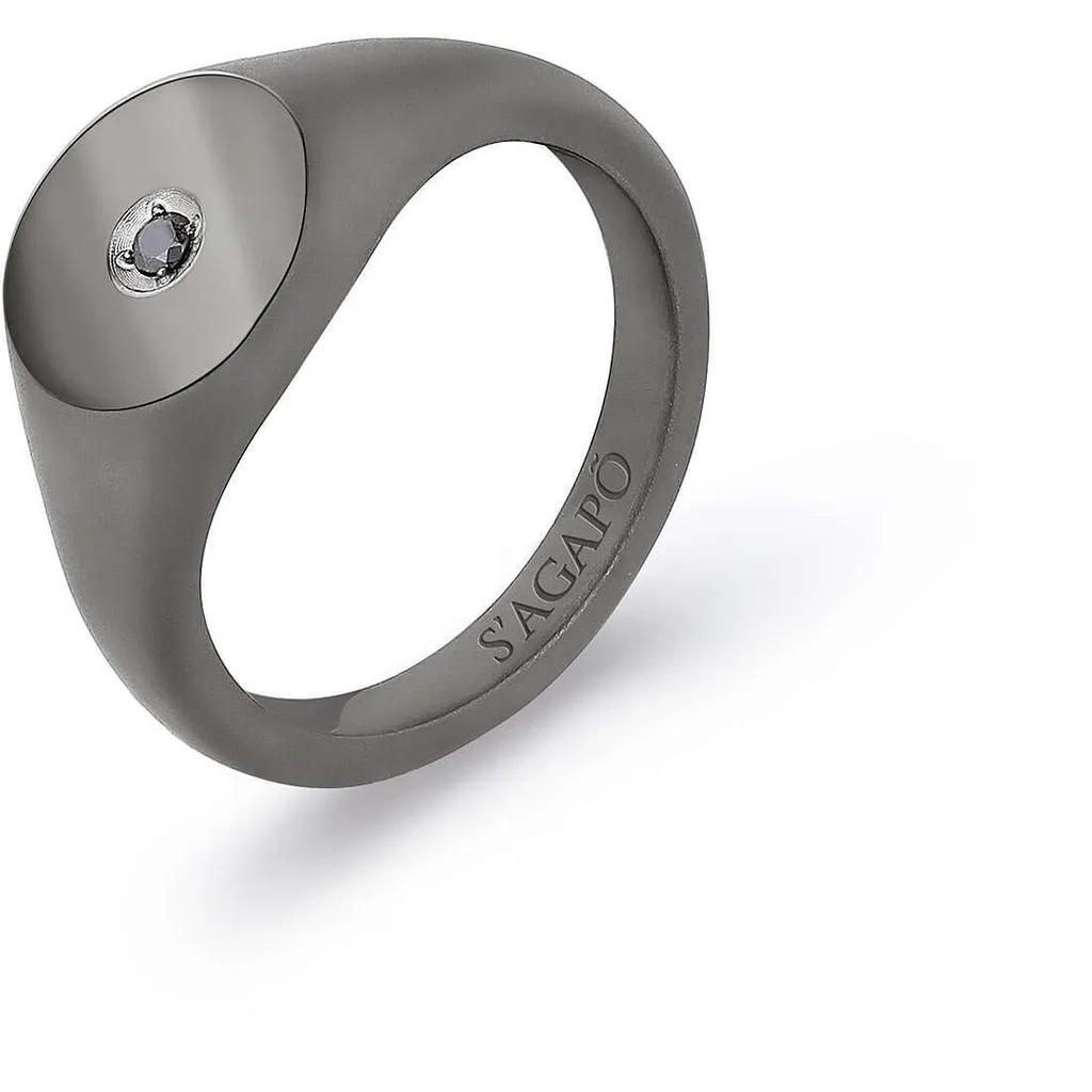Sagapò Black 23 Anello Sigillo Uomo - Design Minimal Acciaio Nero