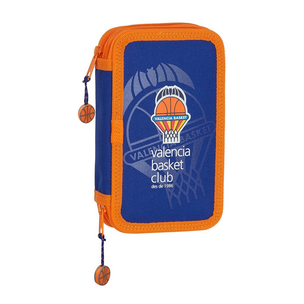 Doppel-Federtasche Valencia Basket Blau Orange (28 pcs)