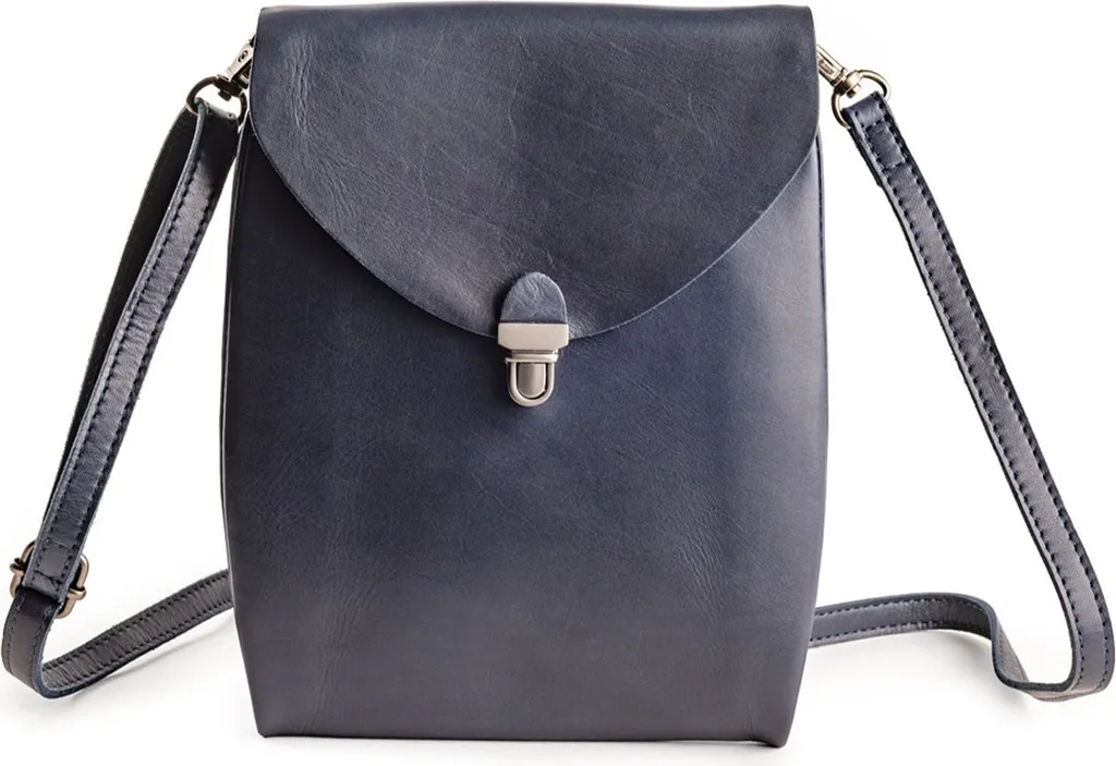 Sac à Main Cuir Bleu Marine Léger et Modulable Fold Handbag Clutch Up