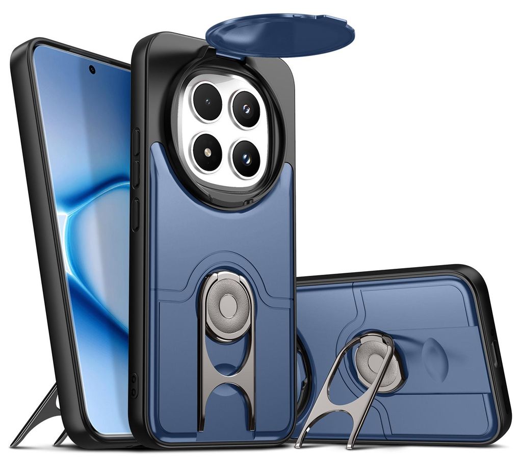 Handyhülle für Xiaomi Redmi Note 15 Pro+ mit Dia Kameraschutz und Ringhalter Ständer, Stoßfeste Hybrid Schutzhülle Blau