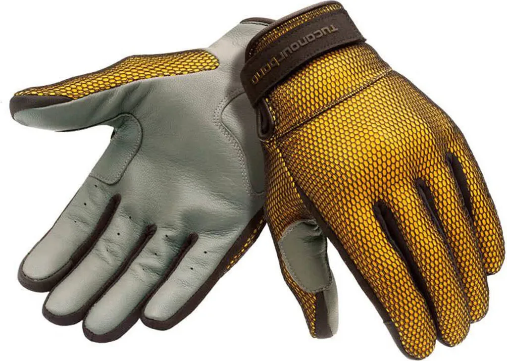 Gants moto été anti-transpiration TUCANO URBANO EDEN MESH Cuir Jaune M