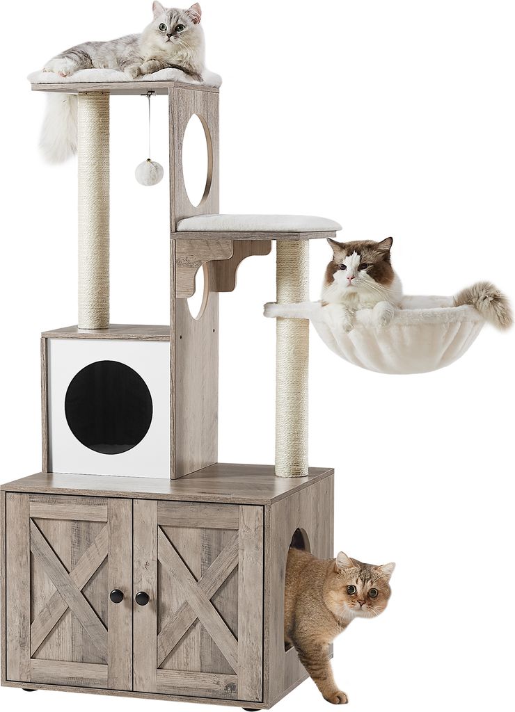 FEANDREA Kratzbaum, 2-in-1 mit Katzenklo, abnehmbaren, Produktbild 3