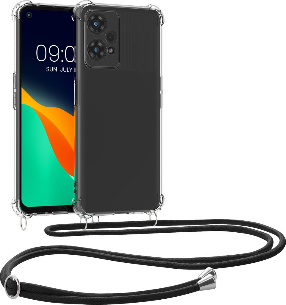 kwmobile Necklace Case kompatibel mit OnePlus Nord CE 2 Lite 5G Hülle - Silikon Cover mit Handykette - Band Handyhülle Transparent Schwarz