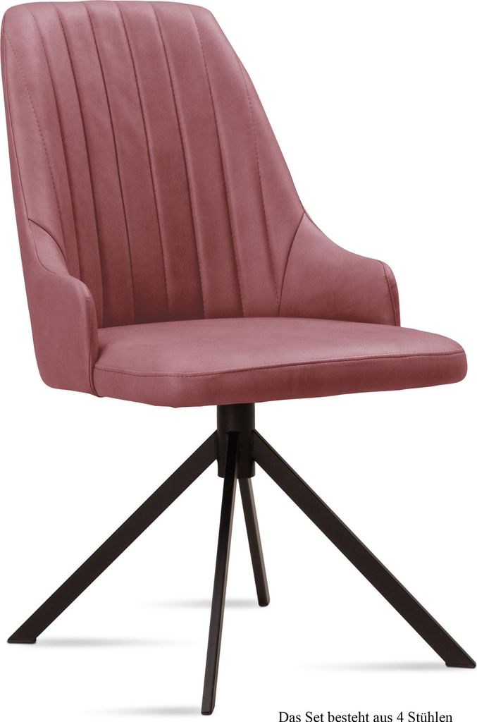 Esszimmerstuhl (4er-Set) Dunya 52x91x60 Schwarz/Rosewood