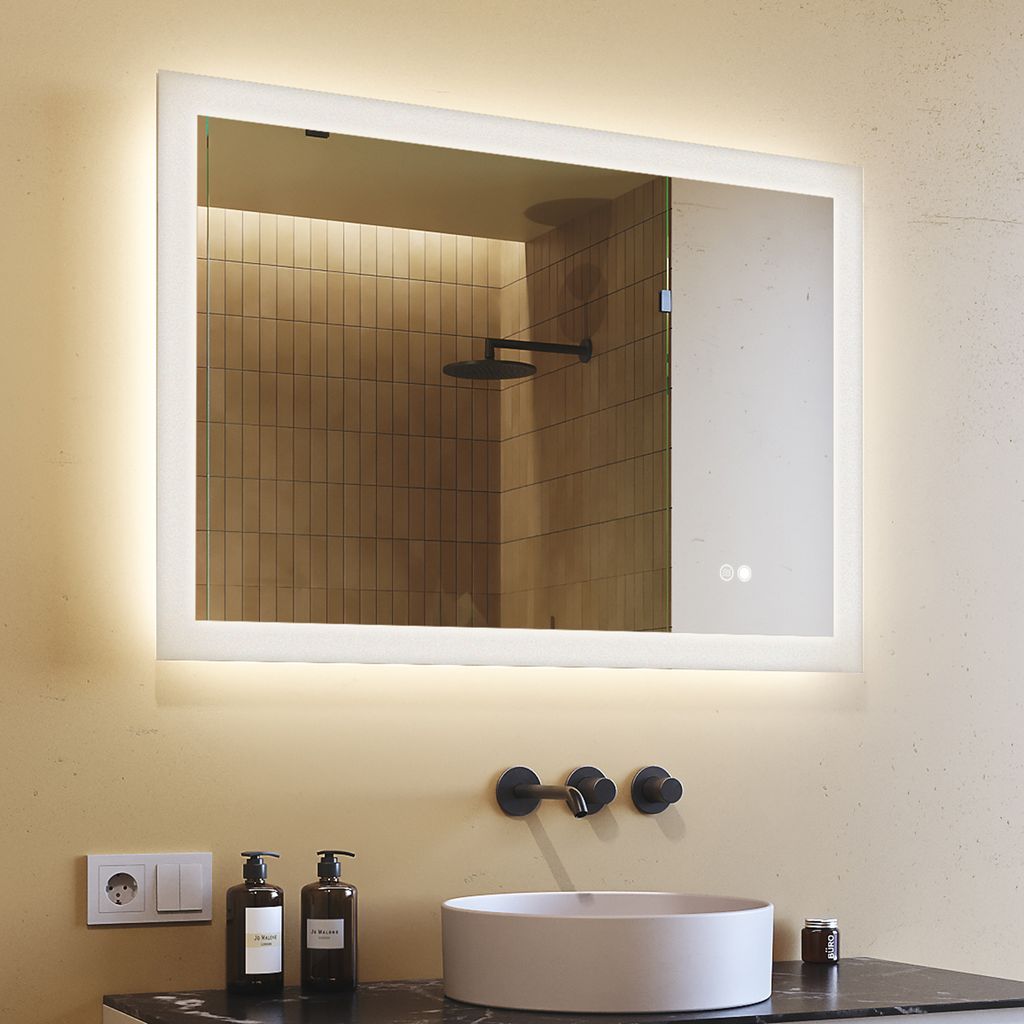 Prostokątne lustro łazienkowe z oświetleniem LED 100x70 cm, Zdjęcie produktu 
