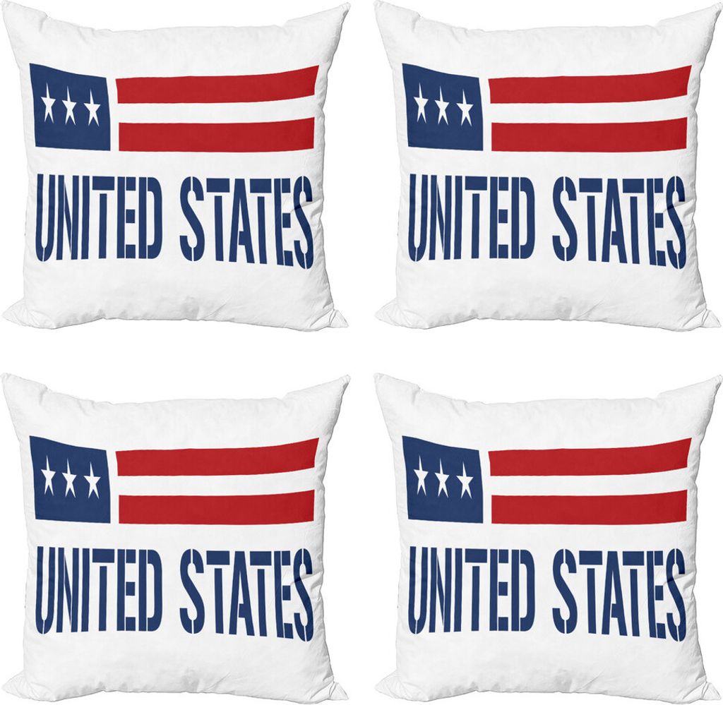 ABAKUHAUS amerikanisch Kissenbezug Set (4 Stück), Flag United States Letters, Moderner Doppelseitiger Digitaldruck, 45 cm x 45 cm, Dark Blue Vermi...