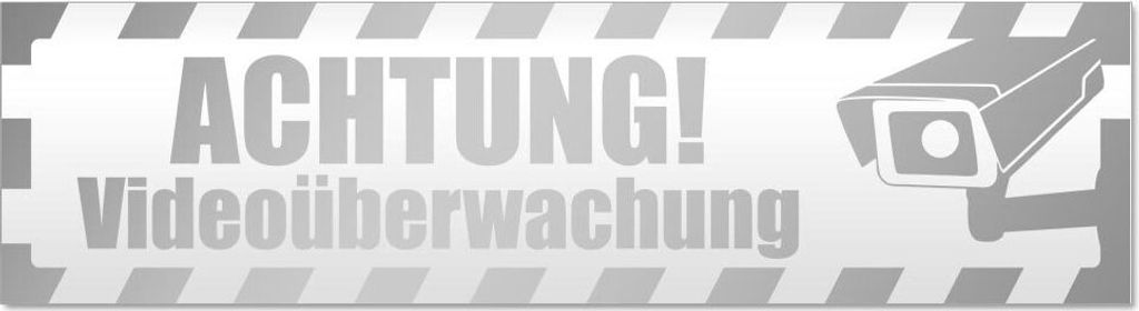 Kiwistar Achtung Videoüberwachung gestreift Magnetschild Schild magnetisch - 60cm Silber - Magnetfolie für Auto PKW Kfz