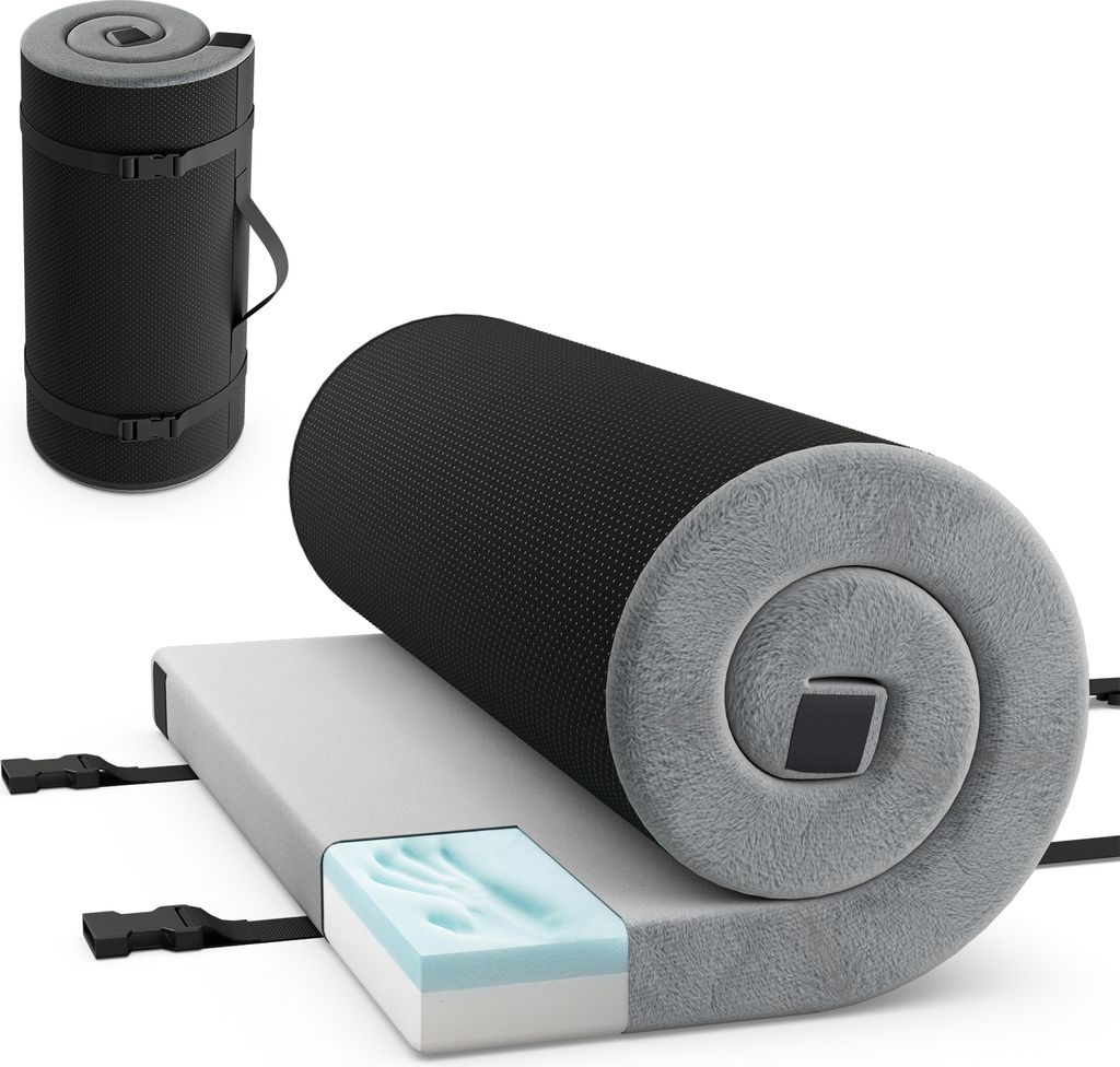 GOPLUS Camping Matratze, Campingmatte Memory Schaum mit Reisetasche, Isomatte tragbar aufrollbar