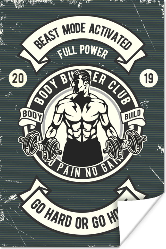 MuchoWow Poster Mancave - Gewichte - Sport - Retro - Zitate 40x60 cm - Plakate für die Wand - Poster Babyzimmer