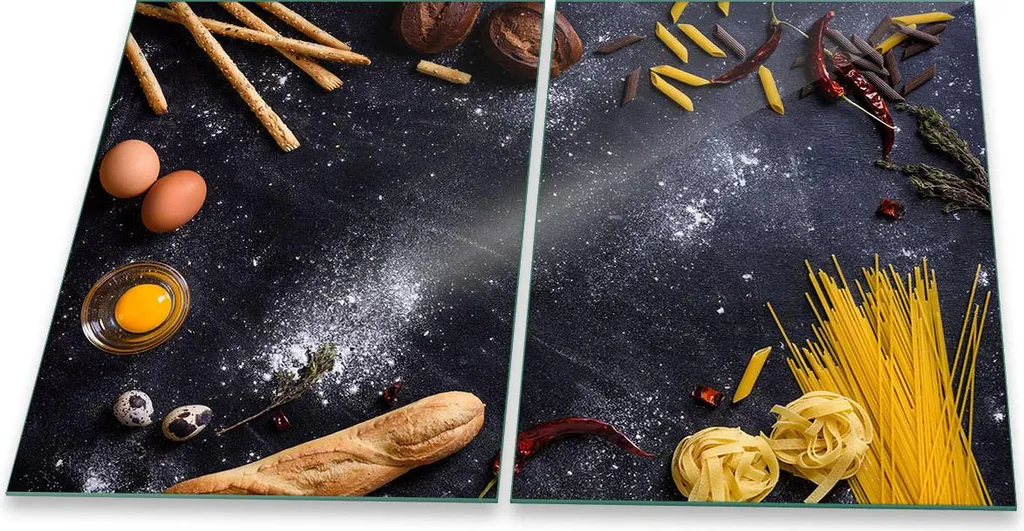 Coprifornelli in Vetro 2 Pezzi 40x52 cm Cibo Colorato Protezione Top