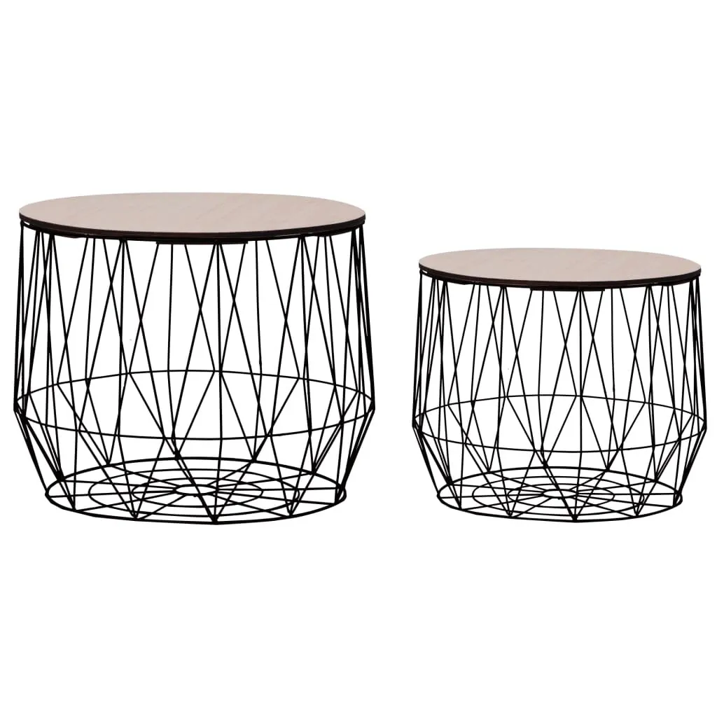 Set Tavolini Bassi Sovrapponibili Neri - Acciaio e Design per Soggiorno