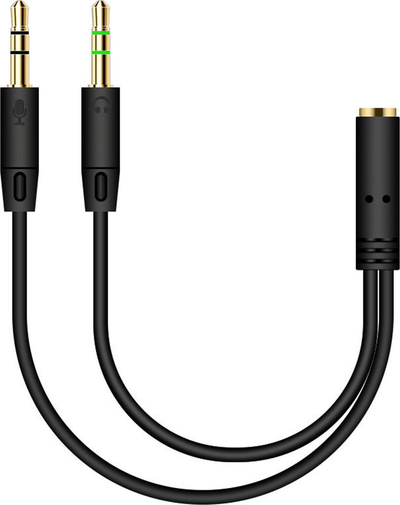 Kopfhörersplitter Ohrhöreradapter Audio 3,5 mm weiblich bis 2 männliche Jack -Aux -Kabel-Schwarz