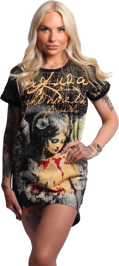 Yakuza Damen Sorrow Urban T-Shirt Kleid, Schwarz, L