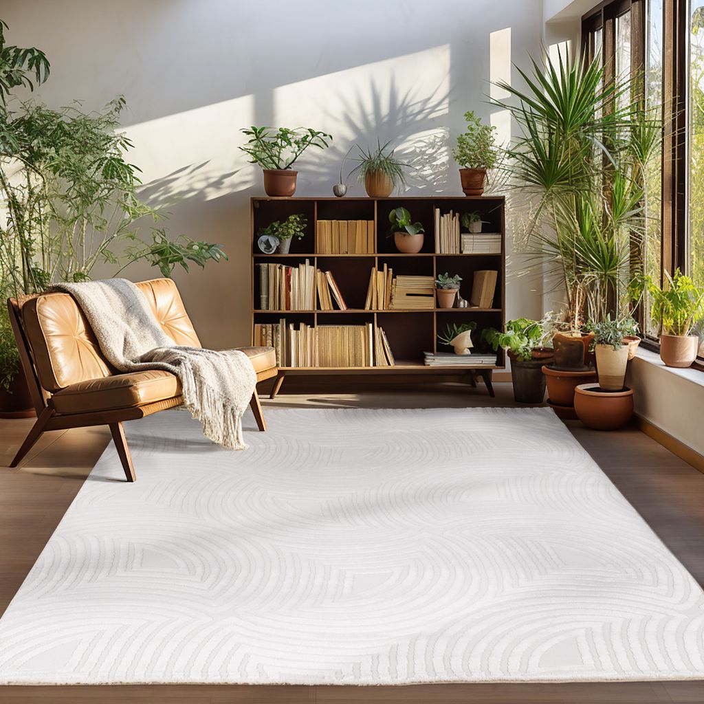 Kurzflor Teppich Wohnzimmer Esszimmer Schlafzimmer Läufer Skandinavischer Boho Stil 3D Muster Soft & Weich Modern, Größe: 140 x 200 cm, Farbe: C...