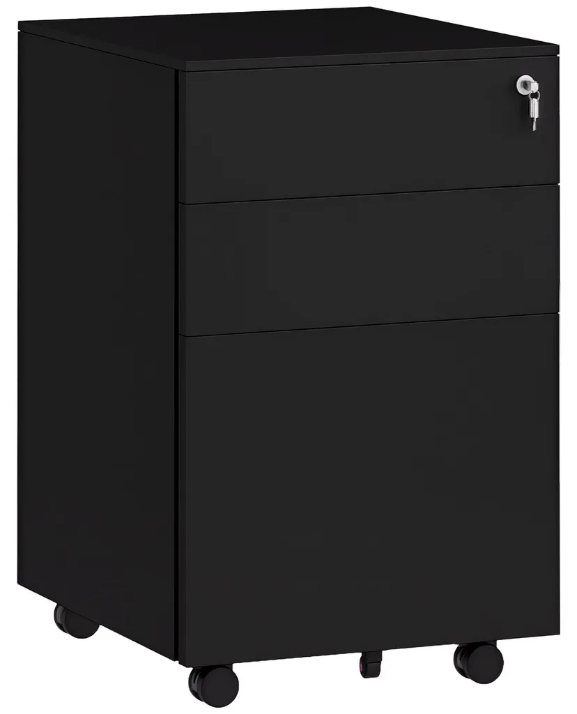 Caisson de bureau mobile à 3 tiroirs avec fermeture à clé centralisée