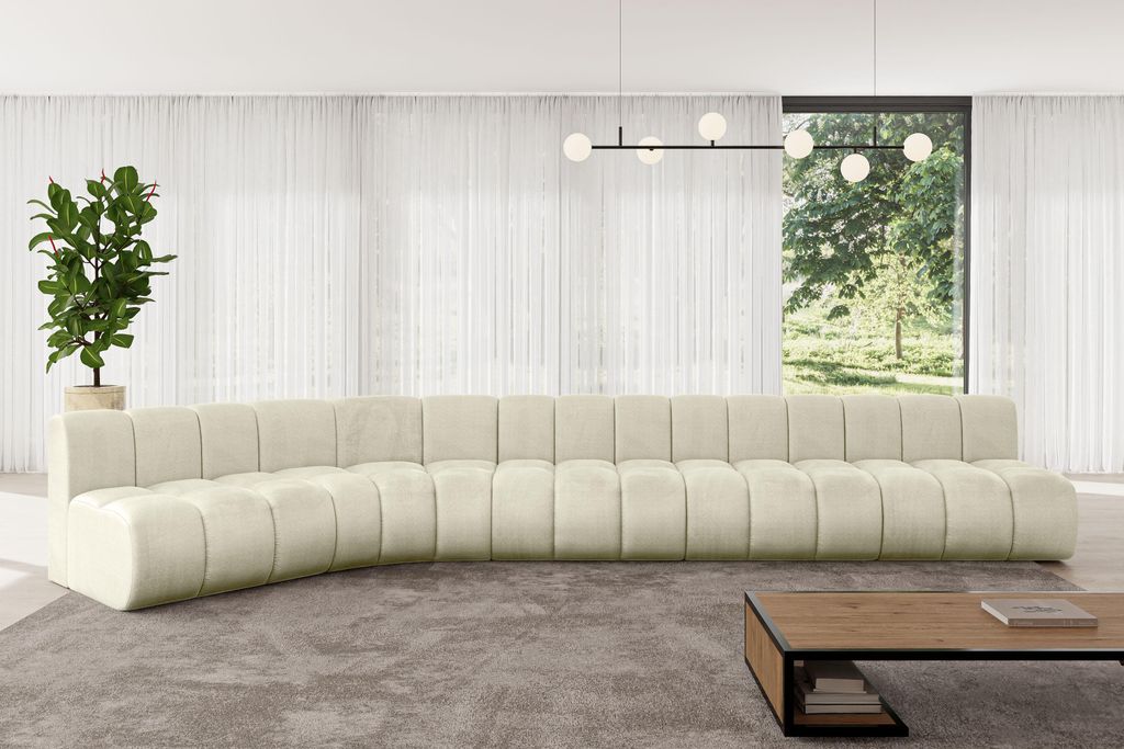 ALTDECOR Modulares Sofa Ecksofa in L-Form - Montra-L3 - 472x174x70 cm Beige - Corner modular Sofa Eckcouch Couch Wohnlandschaft Cauchsofa Bodensofa...