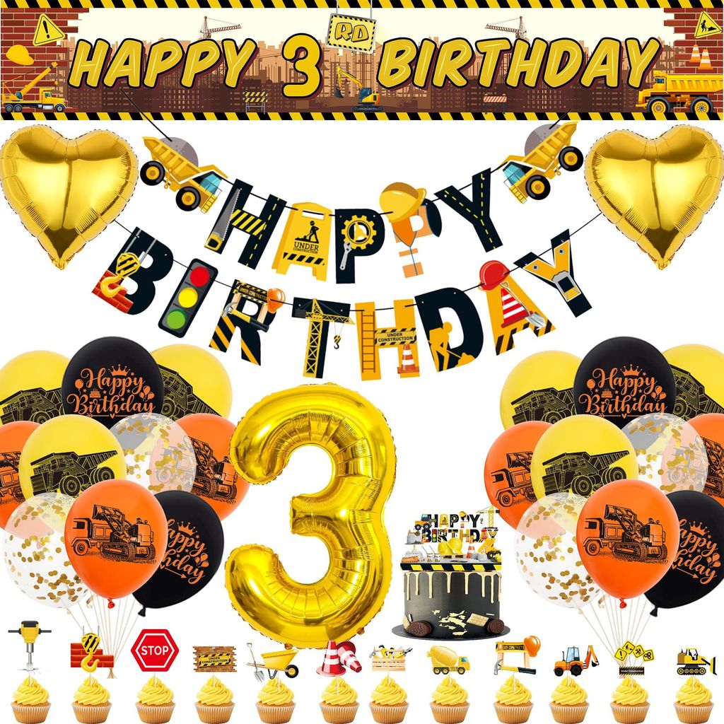 Bagger Geburtstag Dekoration Set Bau Ballons 3. Geburtstag Junge