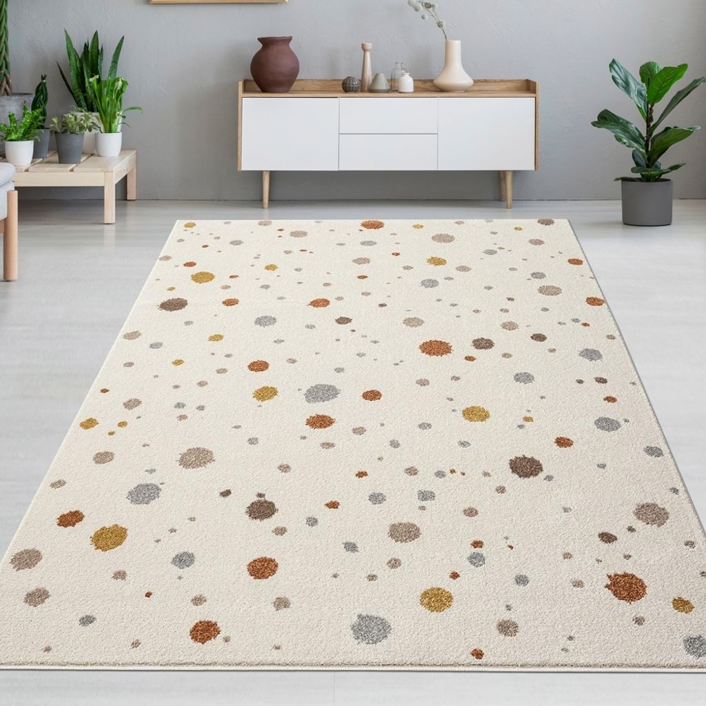 Kunstvolle Eleganz in Creme: Entdecken Sie unseren Teppich mit Verspielten Braun- und Grautönen Größe - 200 x 280 cm