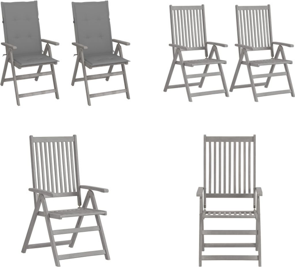 vidaXL Verstellbare Gartenstühle 2 Stk. mit Auflagen Massivholz Akazie - Gartenstuhl - Gartenstühle - Stuhl - Stühle