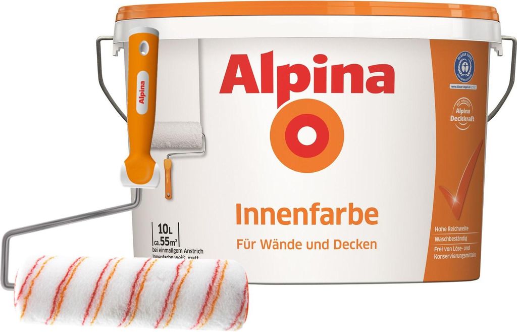 Alpina Innenfarbe 10 Liter + Gratis Roller Produktbild 