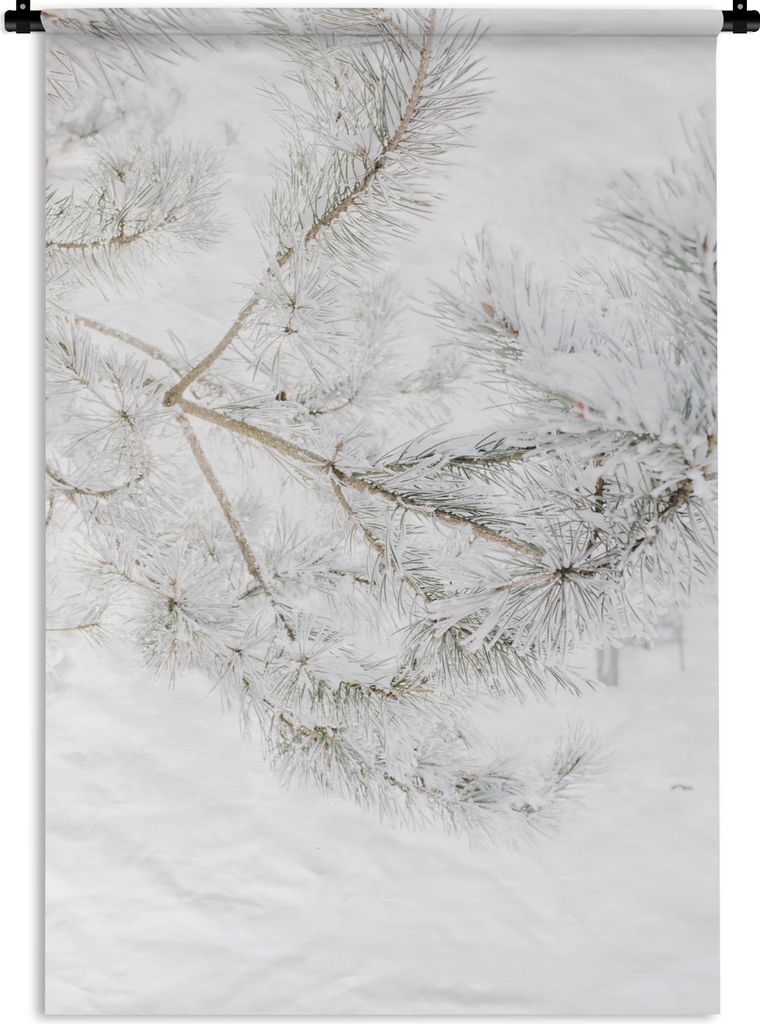 MuchoWow® Wandteppich Wandbehang Winter - Schnee - Zweige Produktbild 