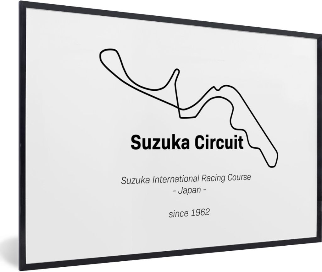 MuchoWow Gerahmtes Poster Formel 1 - Suzuka - Rennstrecke 90x60 cm - Poster mit Schwarzem Bilderrahmen Wandposter Rahmen Foto Bilder - Fotorahmen...