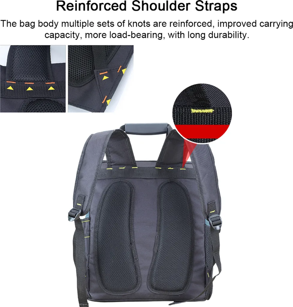 Sac porte-outils robuste à grande ouverture et compartiments en PE - 4