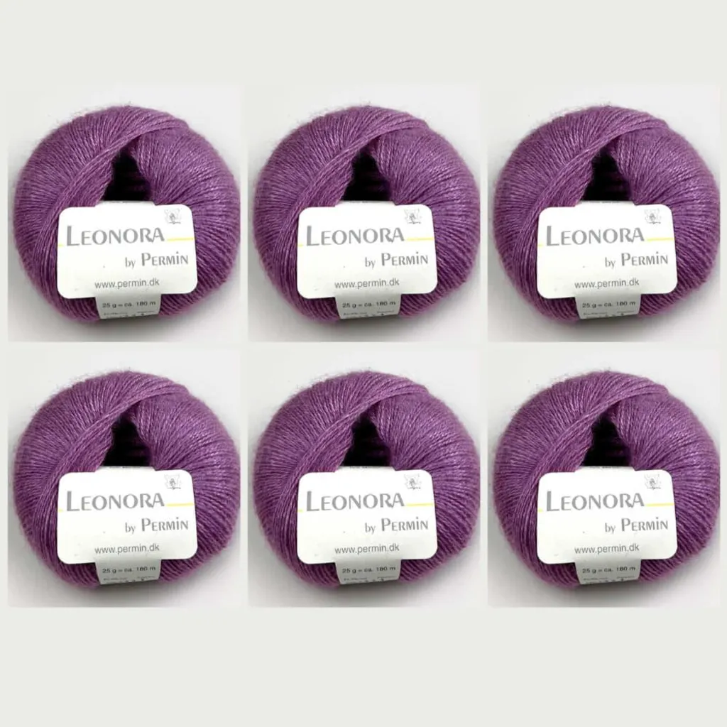 Fil à tricoter haut de gamme soie et mohair Leonora Permin - 6 pelotes 32