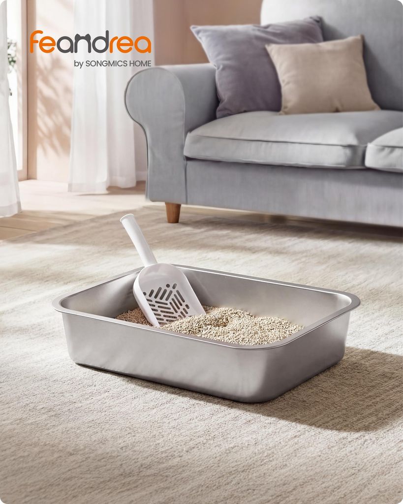 FEANDREA Katzenklo Edelstahl, Katzentoilette mit Schaufel, Produktbild 