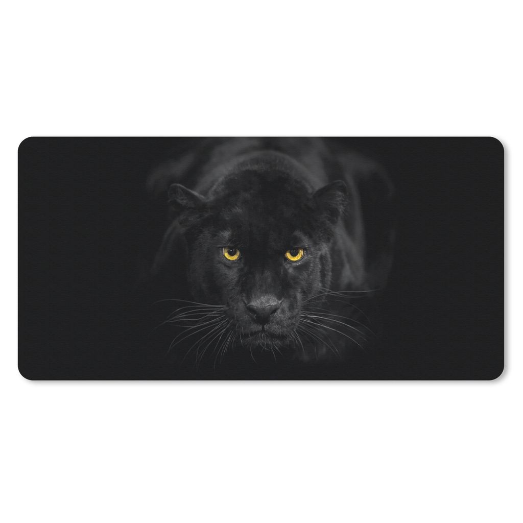 MuchoWow Schreibtischunterlage Leopard - Augen - Schwarz 80x40 cm - XXL Mauspad - Gaming Mauspad