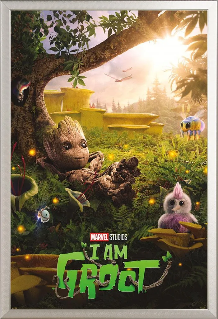 Quadro Marvel Groot Chill Time - Cornice Shinsuke Alluminio Argento