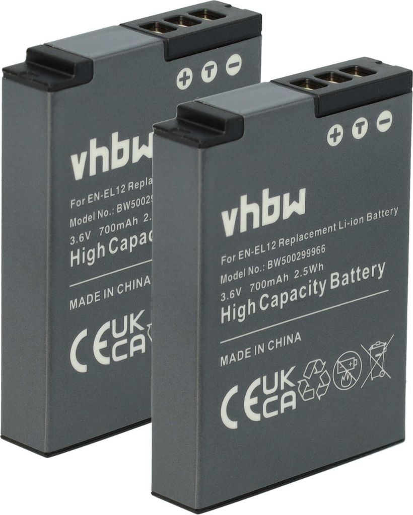vhbw 2x Akku kompatibel mit Nikon Coolpix S8100, S8000, Produktbild 