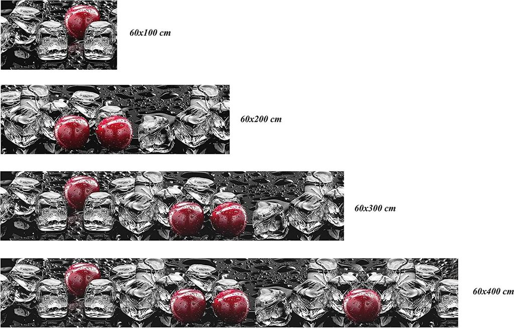 Küchenrückwand Eiswürfel und Kirschen 60 x 300 cm, robuste Produktbild 3