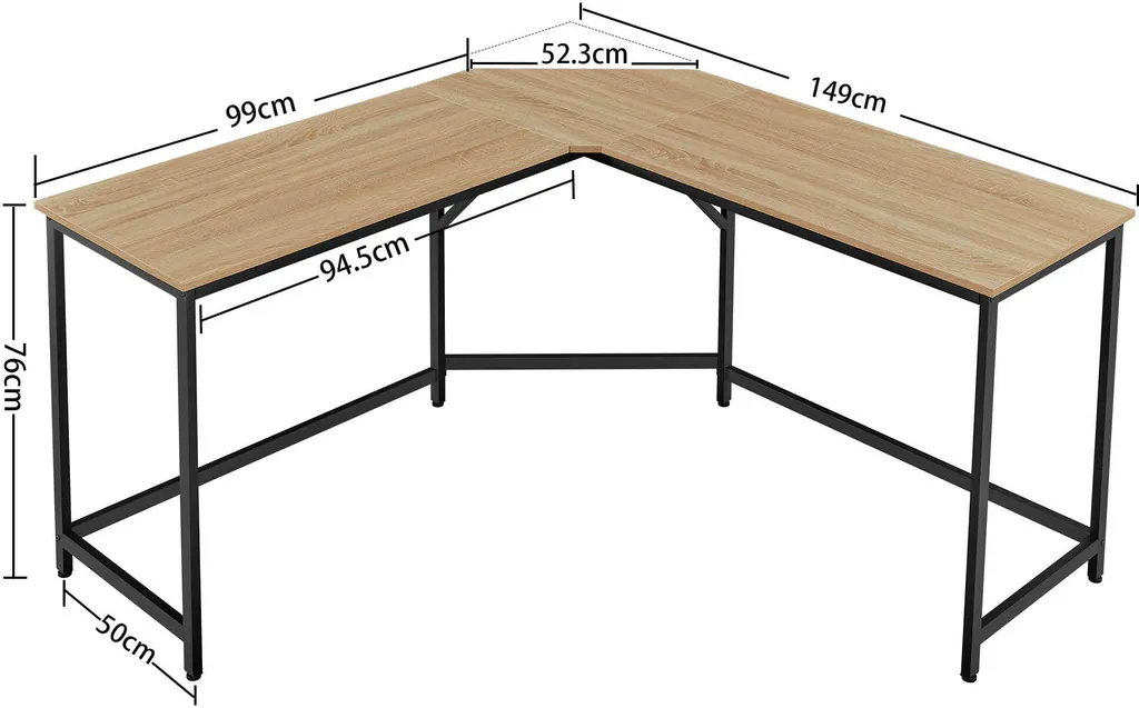 Bureau d'ordinateur double écran table d'angle 149 cm chêne Sonoma