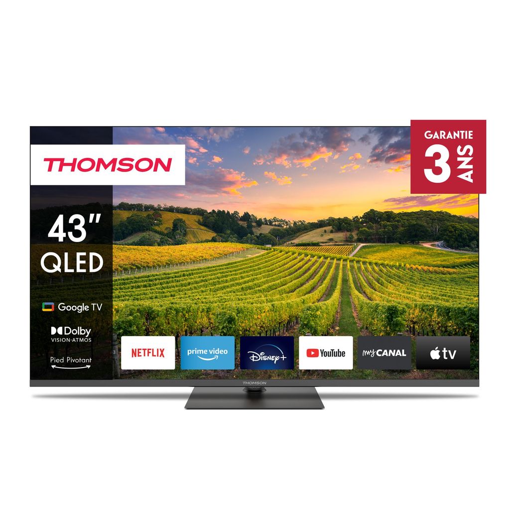 Thomson 43 pouces (109cm) QLED Pied central Google Smart Image du produit 