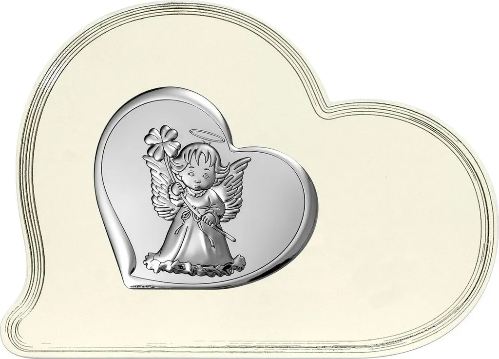 Tableau d'Ange Gardien Argent pour dessus de lit Chambre Enfant 16x12